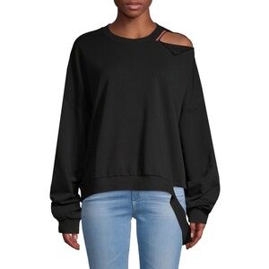 Junie Black Deconstructed Pullover Sweatshirt Black XS